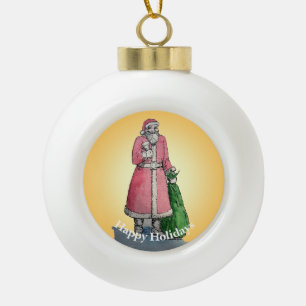 Weihnachtsmann mit deinem Namen Keramik Kugel-Ornament