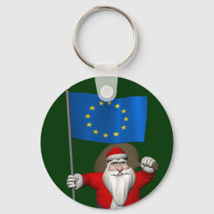 Weihnachtsmann mit dem Emblem der Europäischen Uni Schlüsselanhänger