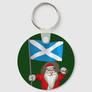 Weihnachtsmann mit dem Emblem Schottlands Schlüsselanhänger