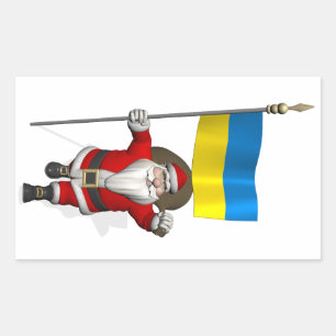 Weihnachtsmann mit dem Hoheitszeichen der Ukraine Rechteckiger Aufkleber