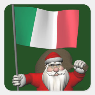 Weihnachtsmann mit dem Hoheitszeichen Italiens Quadratischer Aufkleber