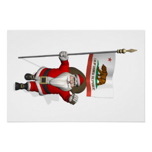 Weihnachtsmann mit dem Hoheitszeichen Kaliforniens Poster