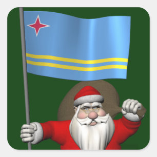 Weihnachtsmann mit dem Hoheitszeichen von Aruba Quadratischer Aufkleber