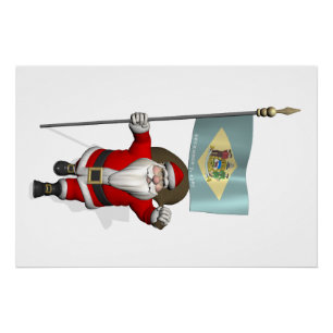 Weihnachtsmann mit dem Hoheitszeichen von Delaware Poster