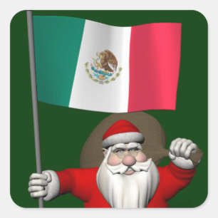 Weihnachtsmann mit dem Hoheitszeichen von Mexiko Quadratischer Aufkleber