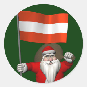 Weihnachtsmann mit dem Hoheitszeichen von Österrei Runder Aufkleber