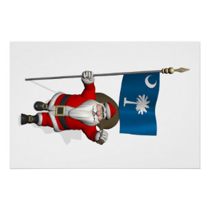 Weihnachtsmann mit dem Hoheitszeichen von South Ca Poster