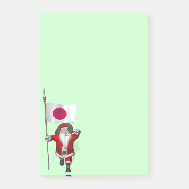 Weihnachtsmann mit der Flagge Japans Post-it Klebezettel (Vorderseite)