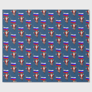 Weihnachtsmann mit der Flagge Russlands Geschenkpapier
