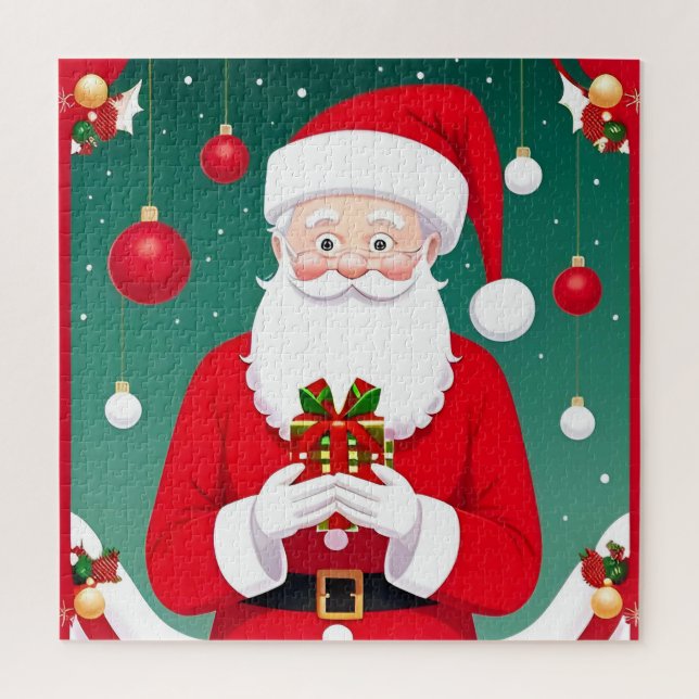 Weihnachtsmann mit einem Geschenk (Vertikal)