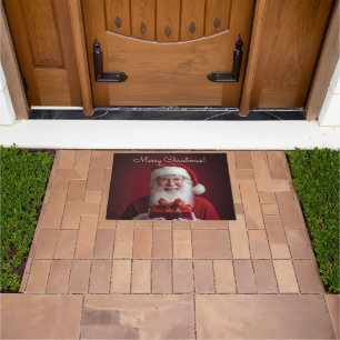 Weihnachtsmann mit einem Geschenk Weihnachtsdesign Fußmatte