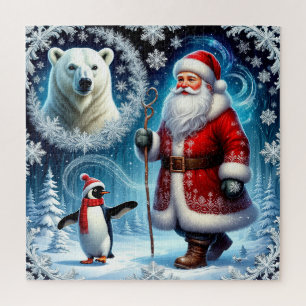 Weihnachtsmann mit Eisbär Pinguin für die Urlaubsf
