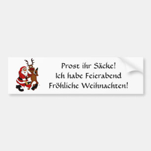Weihnachtsmann mit Elch Autoaufkleber