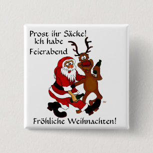 Weihnachtsmann mit Elch Button