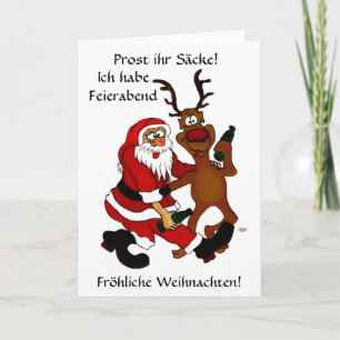 Weihnachtsmann mit Elch Feiertagskarte