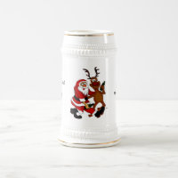 Weihnachtsmann mit Elch - Prost ihr Säcke!