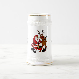 Weihnachtsmann mit Elch - Prost ihr Säcke! Bierglas