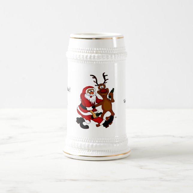 Weihnachtsmann mit Elch - Prost ihr Säcke! Bierglas (Mittel)