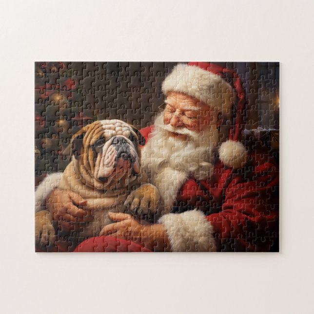 Weihnachtsmann mit englischem Bulldog (Horizontal)