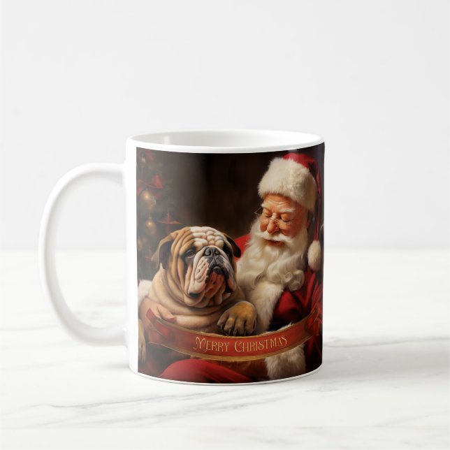 Weihnachtsmann mit englischem Bulldog Kaffeetasse (Links)
