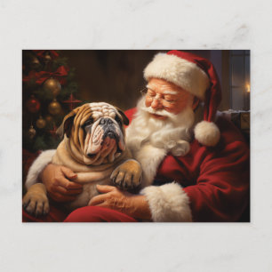 Weihnachtsmann mit englischem Bulldog Postkarte