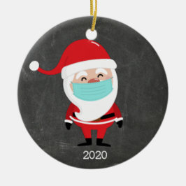 Weihnachtsmann mit Facemask 2020 Weihnachten Keramik Ornament