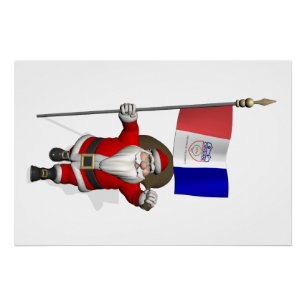 Weihnachtsmann mit Fahne von Cleveland Poster