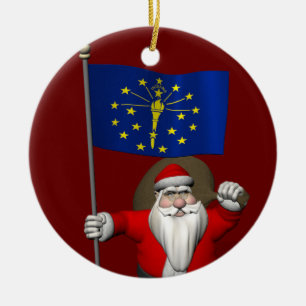 Weihnachtsmann mit Fahne von Indiana Keramikornament