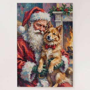 Weihnachtsmann mit finnischer Lapphund-Weihnachtsk