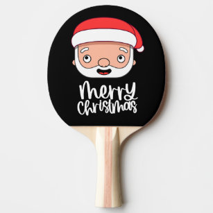 Weihnachtsmann mit fröhlicher Weihnachtsschrift fü Tischtennis Schläger