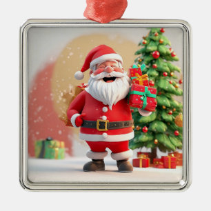 Weihnachtsmann mit Geschenk Ornament Aus Metall