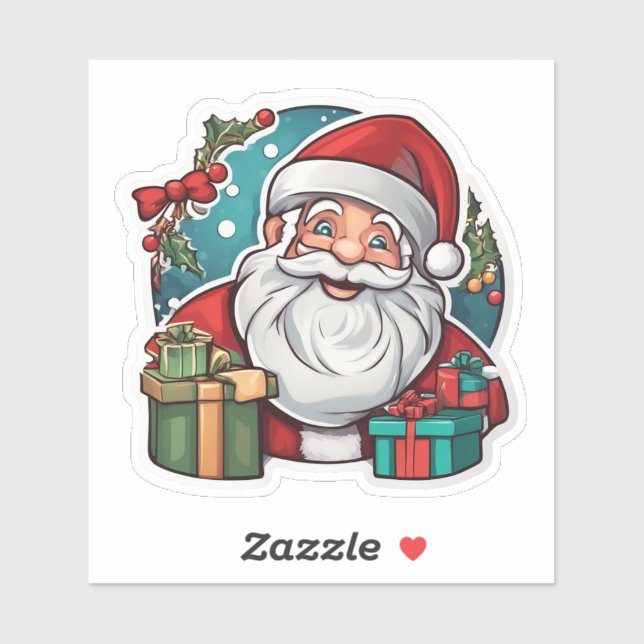Weihnachtsmann mit Geschenken -  Aufkleber (Blatt)
