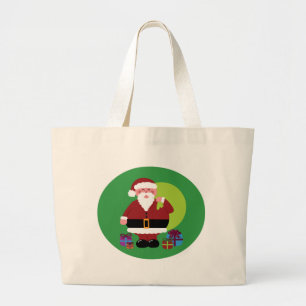 Weihnachtsmann mit Geschenken Jumbo Stoffbeutel