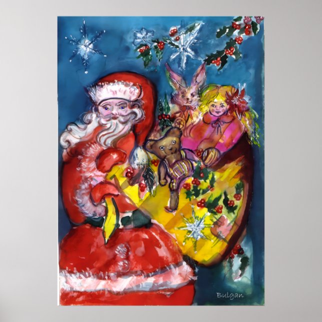 WEIHNACHTSMANN MIT GESCHENKEN POSTER (Vorne)