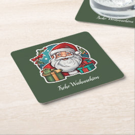 Weihnachtsmann mit Geschenken - Rechteckiger Pappuntersetzer
