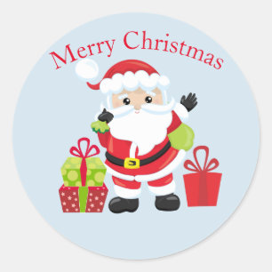 Weihnachtsmann mit Geschenken Runder Aufkleber