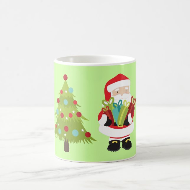 Weihnachtsmann mit Geschenken und Weihnachtsbaum Kaffeetasse (Mittel)