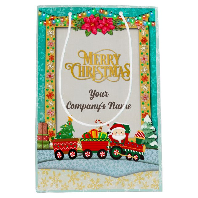 Weihnachtsmann mit Geschenken und Weihnachtsbaum Mittlere Geschenktüte (Vorderseite)