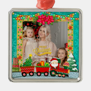 Weihnachtsmann mit Geschenken und Weihnachtsbaum Ornament Aus Metall