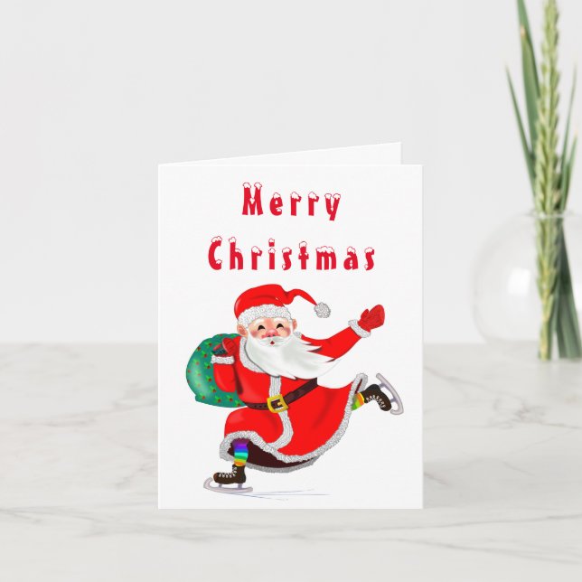 Weihnachtsmann mit Geschenken Weihnachtskarte (Vorderseite)