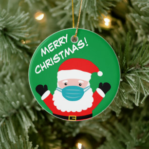 Weihnachtsmann mit Gesichtsmaske Cartoon Brauch We Keramik Ornament