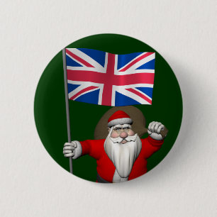 Weihnachtsmann mit Gewerkschafts-Flagge Button