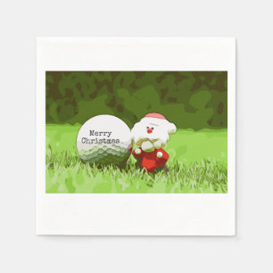 Weihnachtsmann mit Golfball Frohe Weihnachtsgolfer Serviette