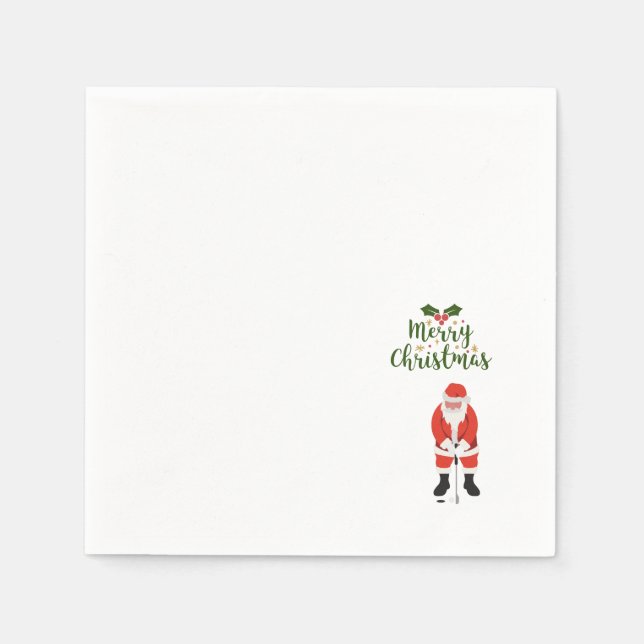 Weihnachtsmann mit Golfball Frohe Weihnachtsgolfer Serviette (Vorderseite)