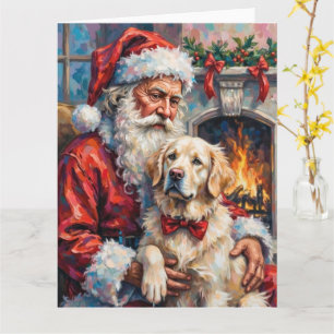 Weihnachtsmann mit Great Pyrenees Weihnachtskunst Karte