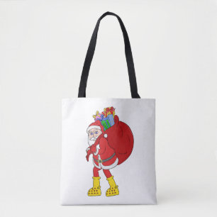 Weihnachtsmann mit großen gelben Stiefeln Tasche
