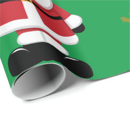 Weihnachtsmann mit grünem Hintergrund Geschenkpapier