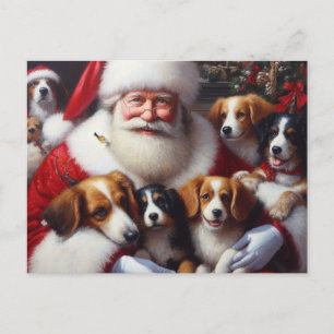 Weihnachtsmann mit Hunden 2 Feiertagspostkarte
