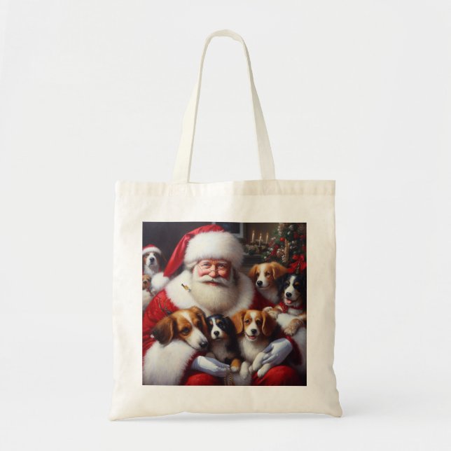 Weihnachtsmann mit Hunden 2 Tragetasche (Vorne)