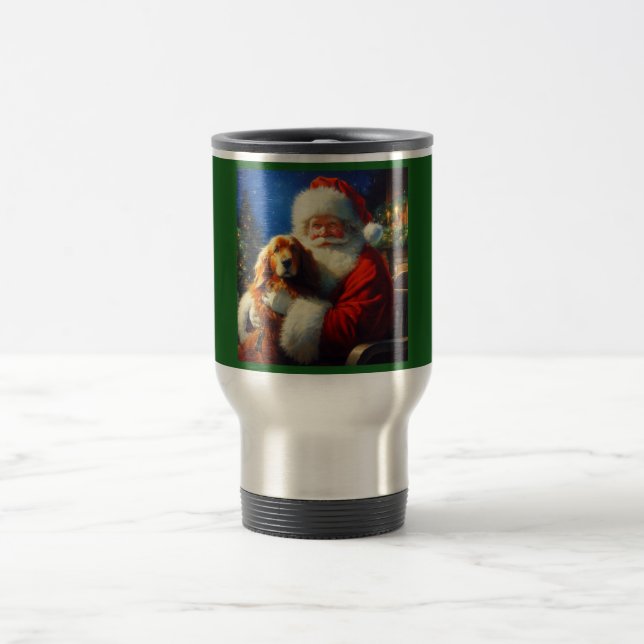 Weihnachtsmann mit Hunden 4 Reisebecher (Mittel)